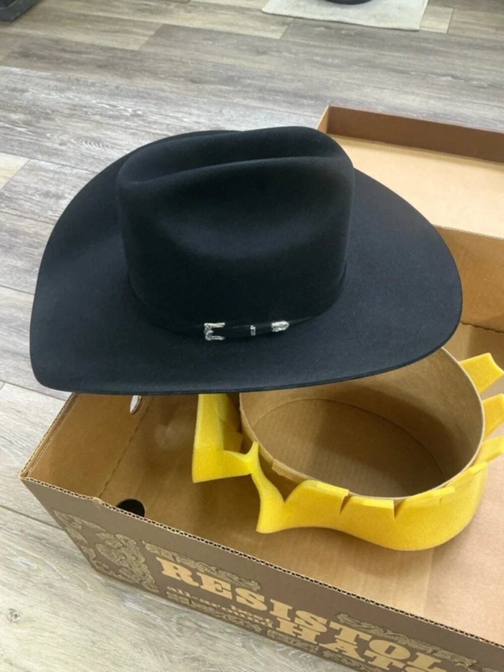 Resistol 20X Black Gold Cowboy Hat 7 Long Oval Black w/ Original Box